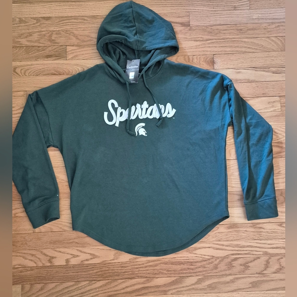 NEW Michigan State Spartans Women's XL Green Lightweight Hoodie By Captivating